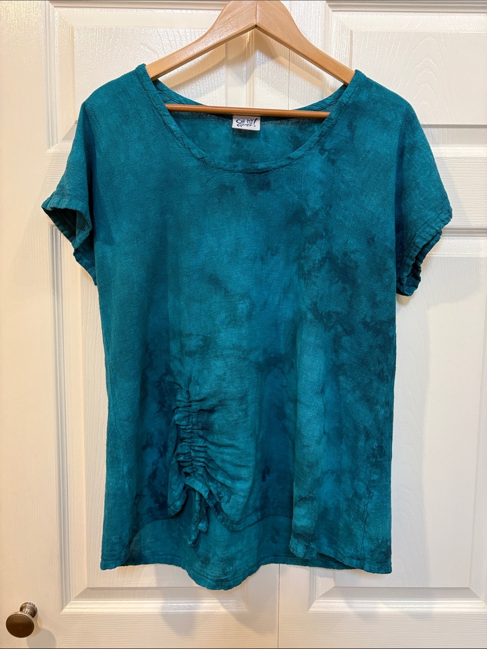 Oh My Gauze Teal Blue Cotton Asymmetrical Boho Top One Size